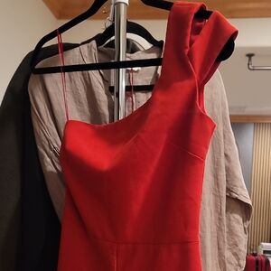 Likely Vibrant Red One-Shoulder Dress